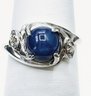 14KT White Gold Star Sapphire And Natural Diamond Ring Size 5 - J11184