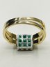 14KT 2-Tone Gold With Two Sides Emerald And Natural Diamond Flipped Ring Size 7 - J11192