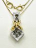 14KT 2-Tone Gold Natural Dimond With 16' YG Box Chain - J11195