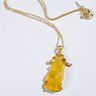 Gold Of Wealth Amber Necklace With Gold Plated Silver Necklace M8237