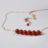 6 Bead South Red Agate Necklace With Gold Plated Silver Necklace M9886