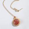 South Red Agate Pendant With Gold Plated Silver Necklace M8111
