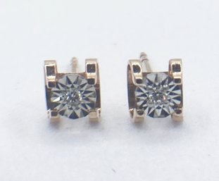 18k Gold 0.04ct Natural White Diamond Stud Earring