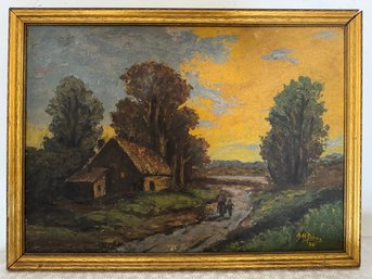 1933 Oil On Panel Countryside Signed By A. H. Johns