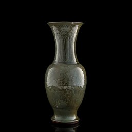 A Chinese Longquan Celadon-glazed 'dragon And Phoenix' Vase, Ming Dynasty