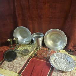 Lot Of Assorted Silver Plate And Aluminum Trays