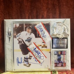 Signed Radek Bonk Plaque With Card And Tickets