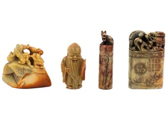 COLLECTION OF ANTIQUE CHINESE SOAPSTONE CARVINGS