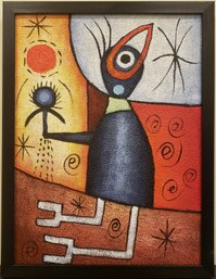 Hand Painted In Manner Of Miro Oil On Canvas 'Abstract Portrait'