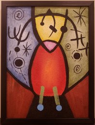 Hand Painted In Manner Of Miro Oil On Canvas 'Child Portrait'
