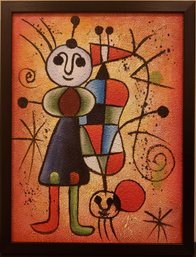 Hand Painted In Manner Of Miro Oil On Canvas 'Abstract Child Portrait'