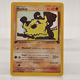 1st Edition Mankey Vintage Pokemon Card Rocket Set