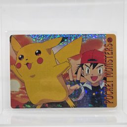 Ash & Pikachu Holo Prism Vintage Japanese Pokemon Vending Machine Pocket Monsters