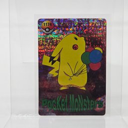 #1174 Pikachu With Balloons Holo Prism Vintage Japanese Pokemon Vending Machine Pocket Monsters