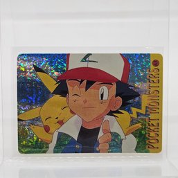 Ash Pikachu Holo Prism Vintage Japanese Pokemon Vending Machine Pocket Monsters