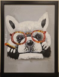 Modernist Oil On Canvas 'Dog Scholar'
