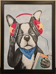 Modernist Oil On Canvas 'Dog Jammin'