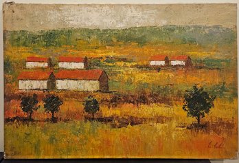 Vintage Impressionist Oil On Canvas 'Farm Landscape'