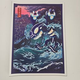 Kyogre Japanese Style Pokemon Poster