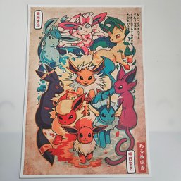 Eeveelutions Japanese Style Pokemon Poster