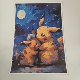Hugging Pikachus Starry Night Pokemon Poster