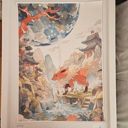 Flareon By The Stream Japanese Style Pokemon Poster