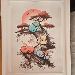 Kanto Starters Sleeping In Tree Pokemon Poster