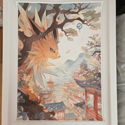 Jolteon On Tree Japanese Style Pokemon Poster