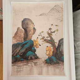 Pikachu And Psyduck Playing Pokemon Poster