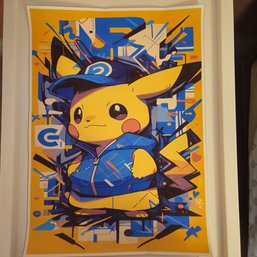 Cool Pikachu Blue Jacket Pokemon Poster