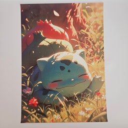 Bulbasaur Sleeping By Tree Pokemon Poster