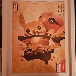 Japanese Style Pikachu Bridge Pokemon Poster