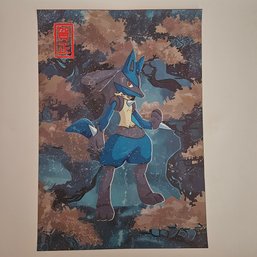 Japanese Style Lucario Pokemon Poster