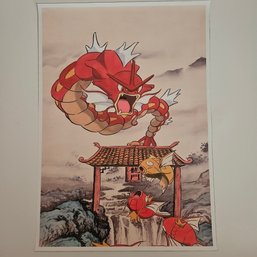 Red Gyarados Japanese Style Pokemon Poster