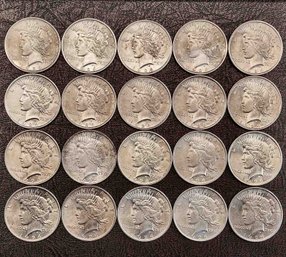 1924 Tube Of 20 American Peace Silver Dollars BU