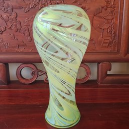 Contemporary Handblown Multicolor Swirl Glass Vase