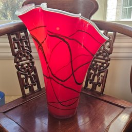 Vintage Red Art Glass Vase