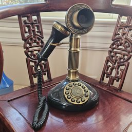 Antique Style Candlestick Telephone Black And Gold