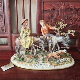 Dino Bonalberti Capodimonte Figure W Donkeys Porcelain Statue