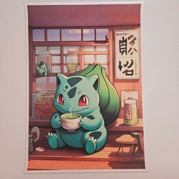 Bulbasaur Sipping Tea Pokemon Poster