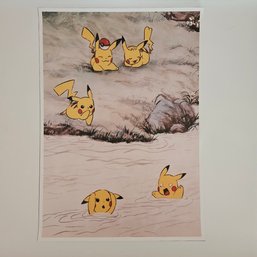 Pikachus Playing By The River Pokemon Poster