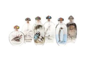 SIX CHINESE INSIDE-PAINTED SNUFF BOTTLES