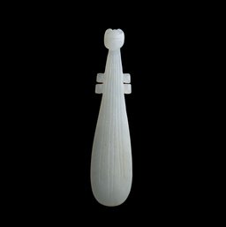 A Chinese Carved White Jade Pipa, 18th/19th Century