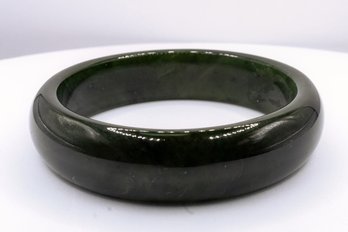 Natural Green Hetian Nephrite Bangle Inner Size 7.2 Inches