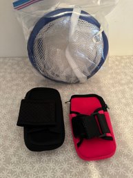 Two Running Arm Phone Holders And Folded Mesh Sweater Hanging Dryer