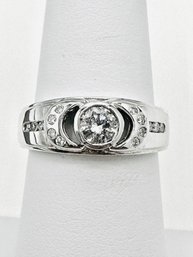 14KT White Gold  Natural Diamond Engagement Ring Size 6.5 - J11632