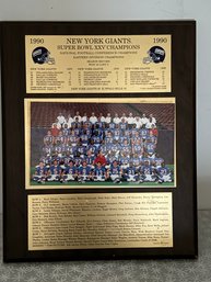 New York Giants Super Bowl Champion 1990 Plaque