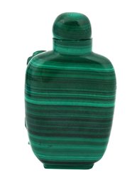 ANTIQUE CHINESE MALACHITE SNUFF BOTTLE W STOPPER