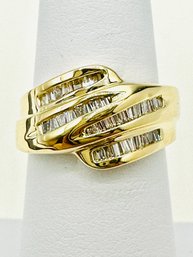14KT Yellow Gold Natural Diamond Ring Size 6.5 - J11731