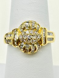 18KT Yellow Gold  Natural Diamond Ring Size 7 -J11656